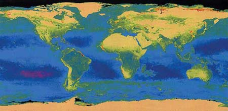 Chlorophyll in the oceans and vegetation on land world map 2003 NASA-Goddard.jpg