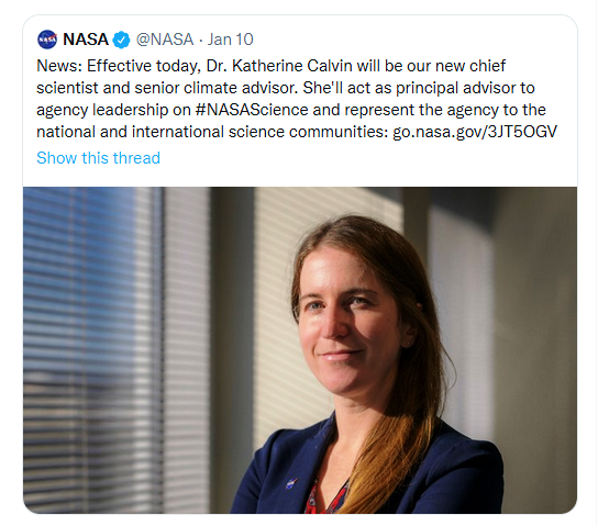 Dr Katherine Calvin appointed NASA chief scientist and senior climate advisor.png