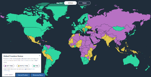 File:Internet Freedom - Democracy Status - FH Map 2022-23.png - Green ...