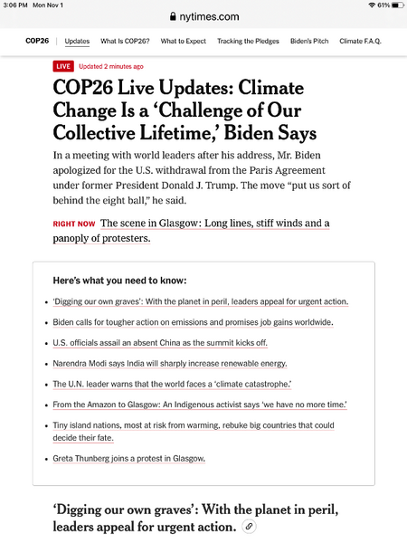 File:NYT - Nov 1 - Day 1 headlines from Glasgow Climate Summit.png